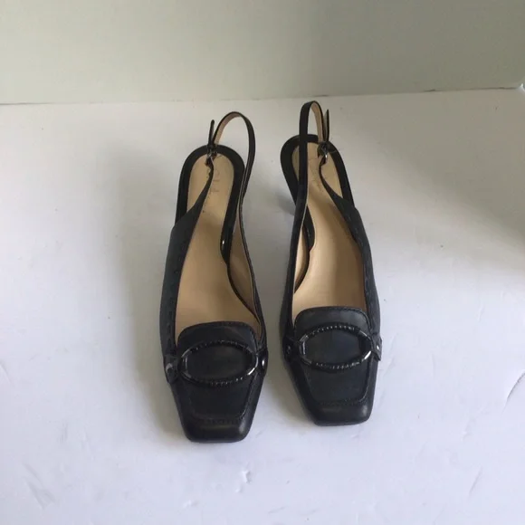 Cole Haan black leather slingbacks.  Size 9 - Picture 6 of 10